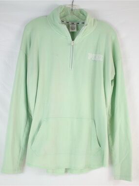 PINK Victoria’s Secret Mint Pullover Quarter Zip Sweatshirt Womens Size L